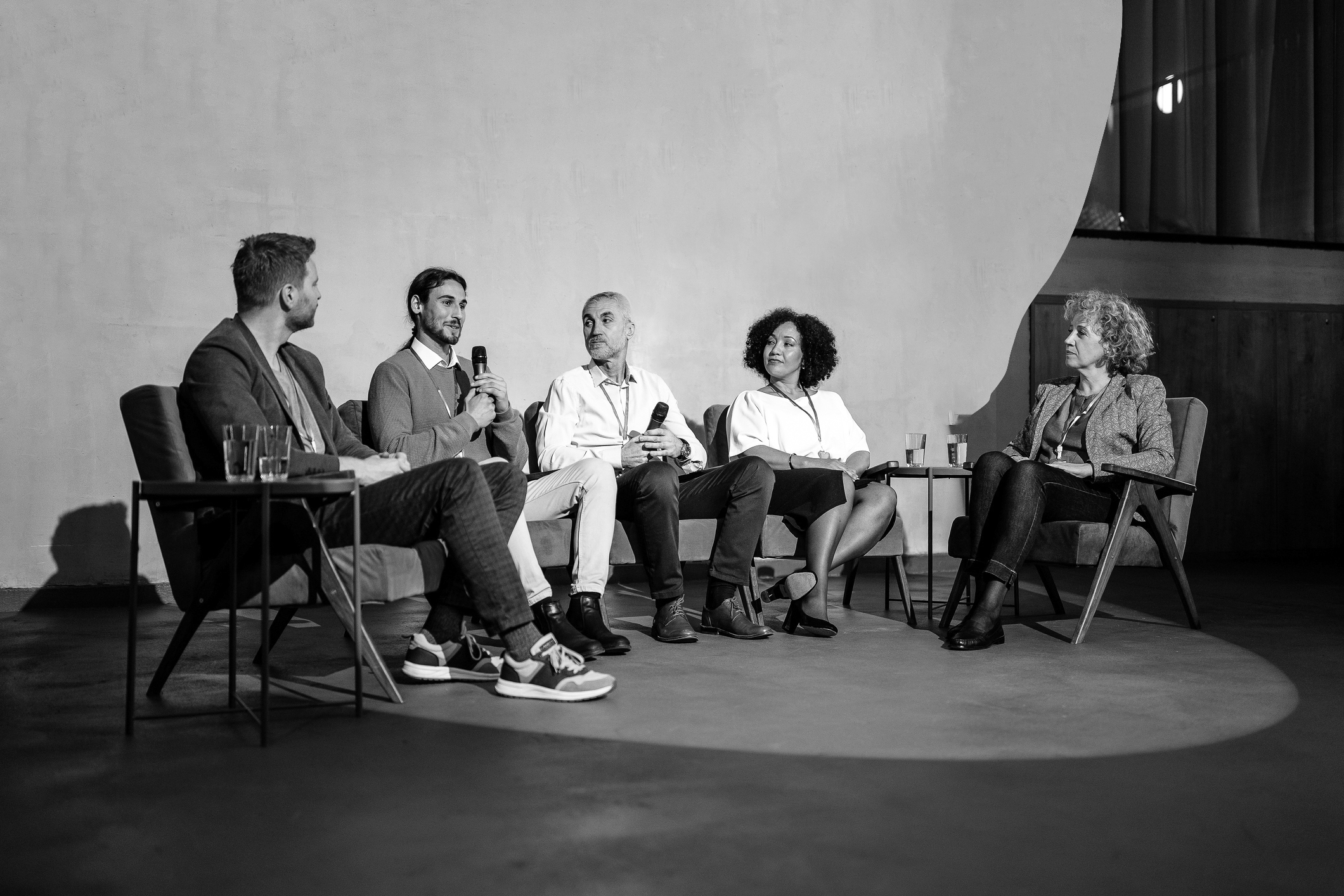 Group of business people in the convention center